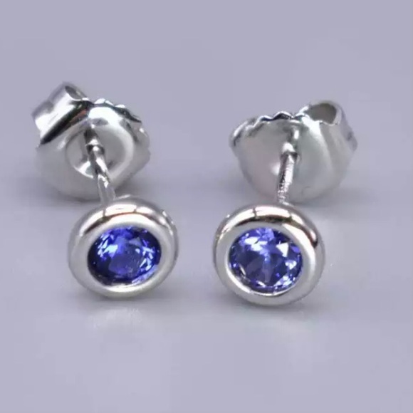 Tiffany & Co Silver Elsa Peretti Blue Tanzanite By Yard Earrings w/ Pouch - Picture 4 of 6